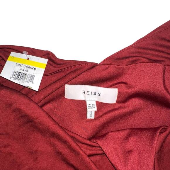 NEW Reiss Xena Strappy Dark Red Open Back Plunge Neck Midi Dress US 8 - Picture 5 of 11